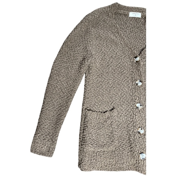 ZENANA OUTFITTERS Popcorn Teddy Button Front Cardigan Mocha Brown Size Medium - Picture 5 of 11